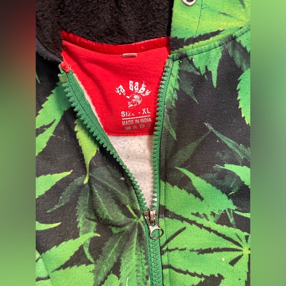 SOLD - Weed y2k hooded sweater hoodie 2000s style paint splatter - Picture 2 of 6